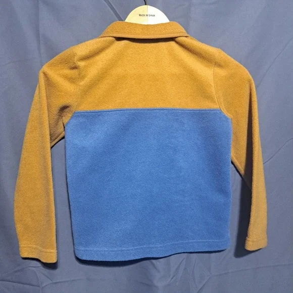 Columbia Kids Sz SMALL 1/4 Button Long Sleeve Pullover Colorblock Brown Blue - Picture 2 of 6